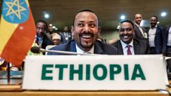 Ethiopia's Prime Minister Abiy Ahmed (C) smiles before a High Level Consultation Meeting with African leaders on DR Congo election at the AU headquarters in Addis Ababa, on January 17, 2019. - Chairperson of the African Union Commission on January 17, 2019 said "serious doubts" remain over the results of last month's election in the DR Congo. (Photo by EDUARDO SOTERAS / AFP)        (Photo credit should read EDUARDO SOTERAS/AFP/Getty Images)