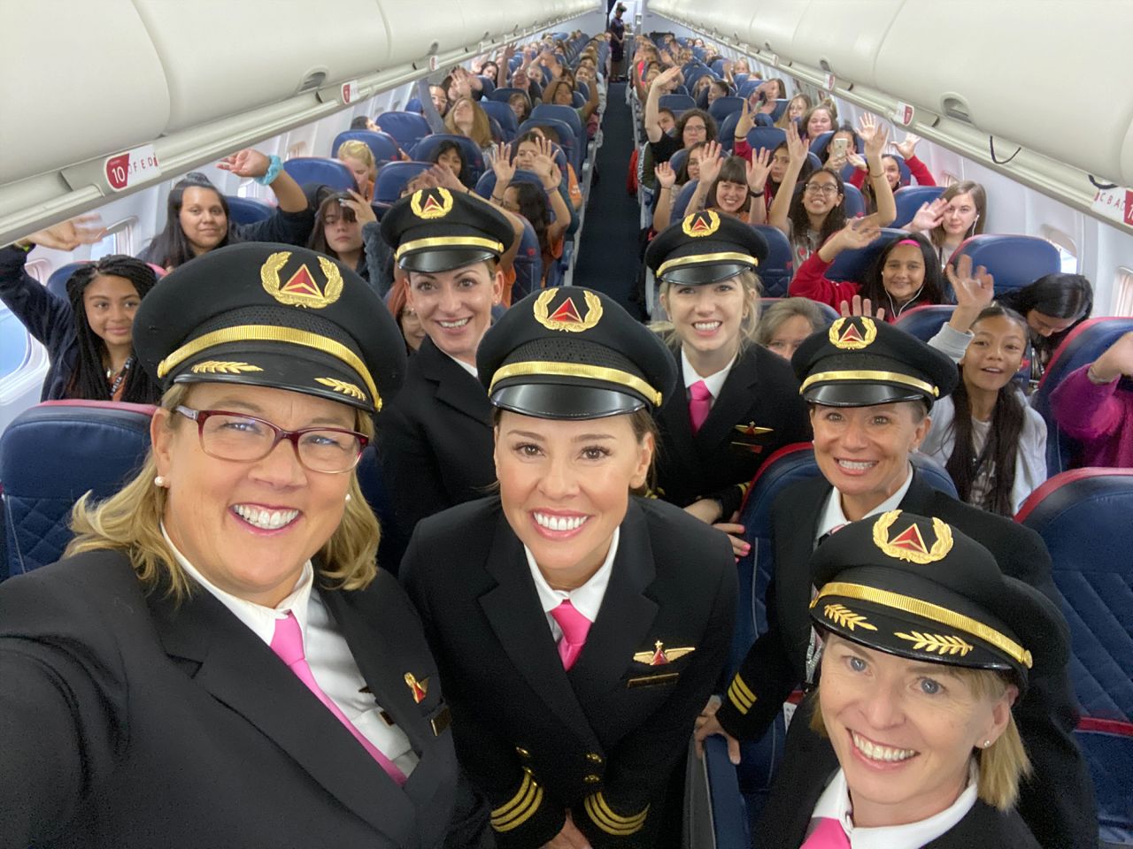 Delta celebrated International Girls in Aviation Day by carrying 120 girls from Salt Lake City to Houston for a tour of NASA.
