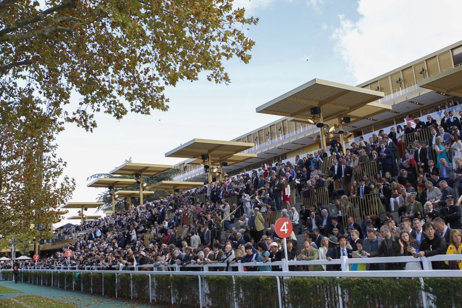The bleachers surrounding the parade ring were packed ahead of each race.   