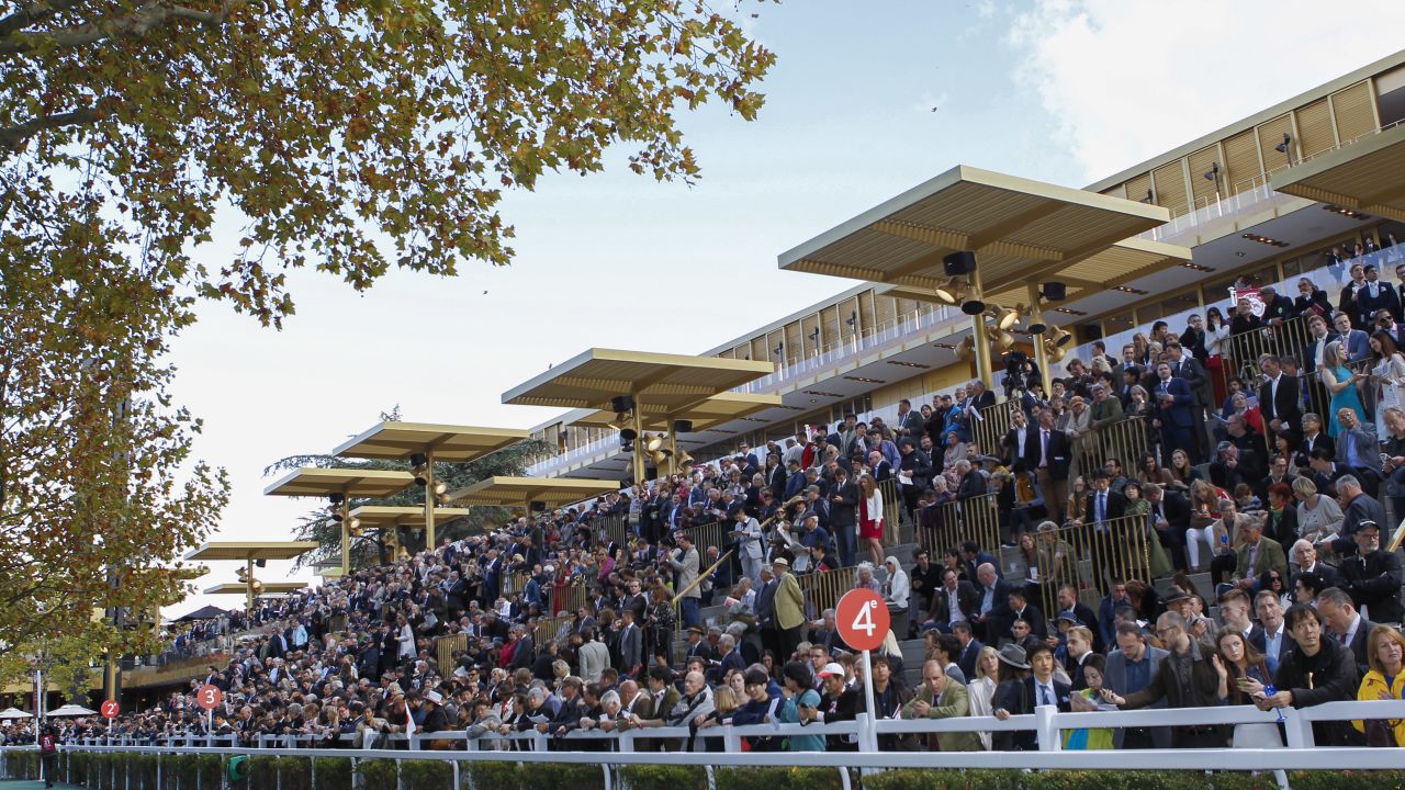 Longchamp's leafy parade ring is reserved for racing's smart set.
