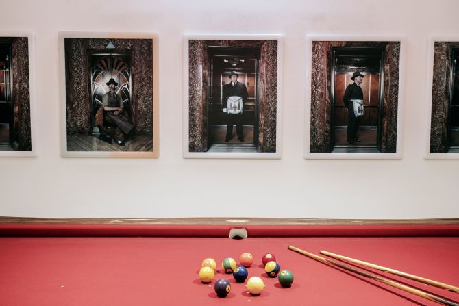 In the billiard room, there are works by Matthew Barney.