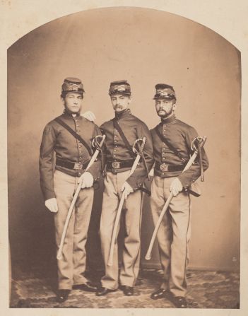 "M. Edward Rogers, Roert E. Randall, and Charles F. Lennig, First Troop Philadelphia City Cavalry" (1861) by Samuel Broadbent.