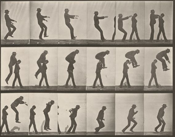 "Plate Number 169. Jumping over boy's back (leapfrog)," (1887) by Eadweard Muybridge.