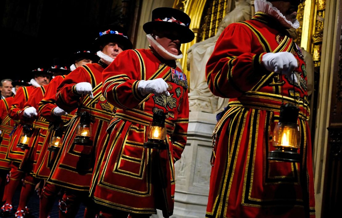 The Yeoman of the Guard take part in the traditional "ceremonial search" in the Houses of Parliament.
