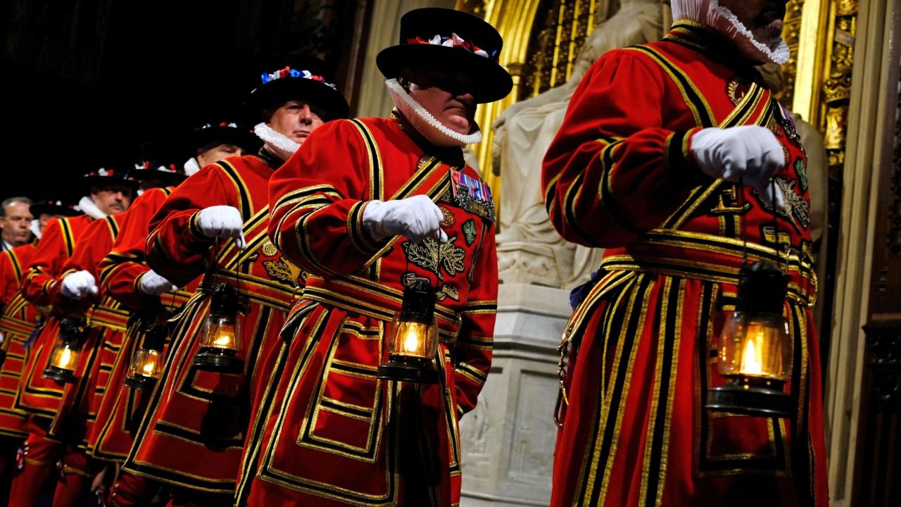 The Yeoman of the Guard take part in the traditional "ceremonial search" in the Houses of Parliament.