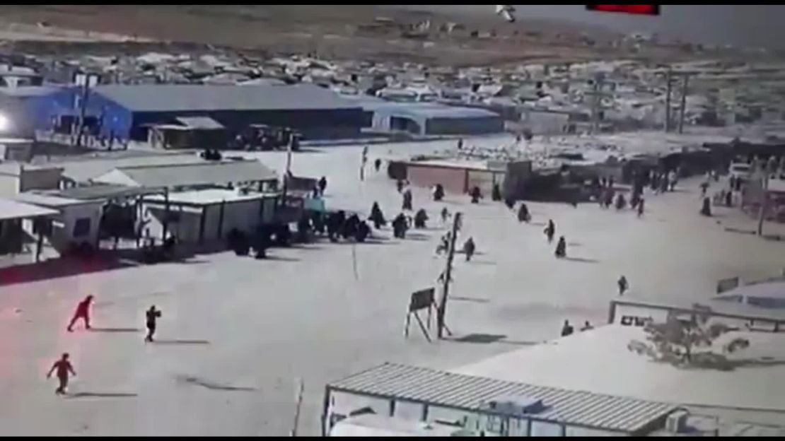 Video footage shows chaotic scenes in the Al-Hol camp in northern Syria.