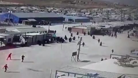 Video footage shows chaotic scenes in the Al-Hol camp in northern Syria.