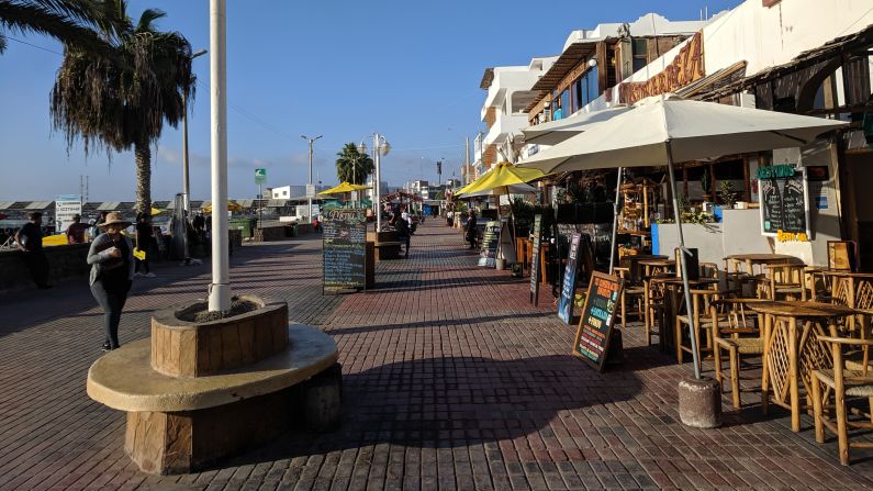 <strong>Boardwalk: </strong>Paracas offers a curious mix of high-end hotels, backpacker hostels, luxury homes and ramshackle storefronts. 