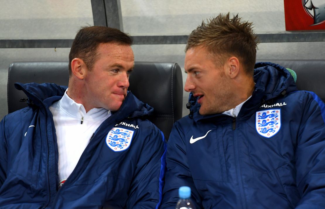 Wayne Rooney and Jamie Vardy in happier times.