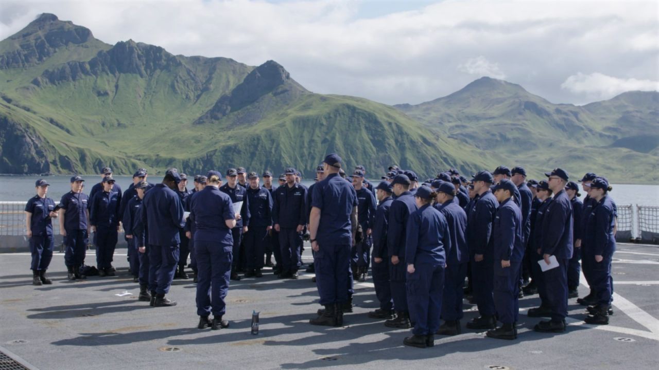 Crew on deck of the USCG Healy, stationed at Unalaska in the Aleutian Islands, Alaska. The Healy is the only US icebreaker currently operating in the northern hemisphere, and Craig spent time aboard earlier this year with close access to the crew.