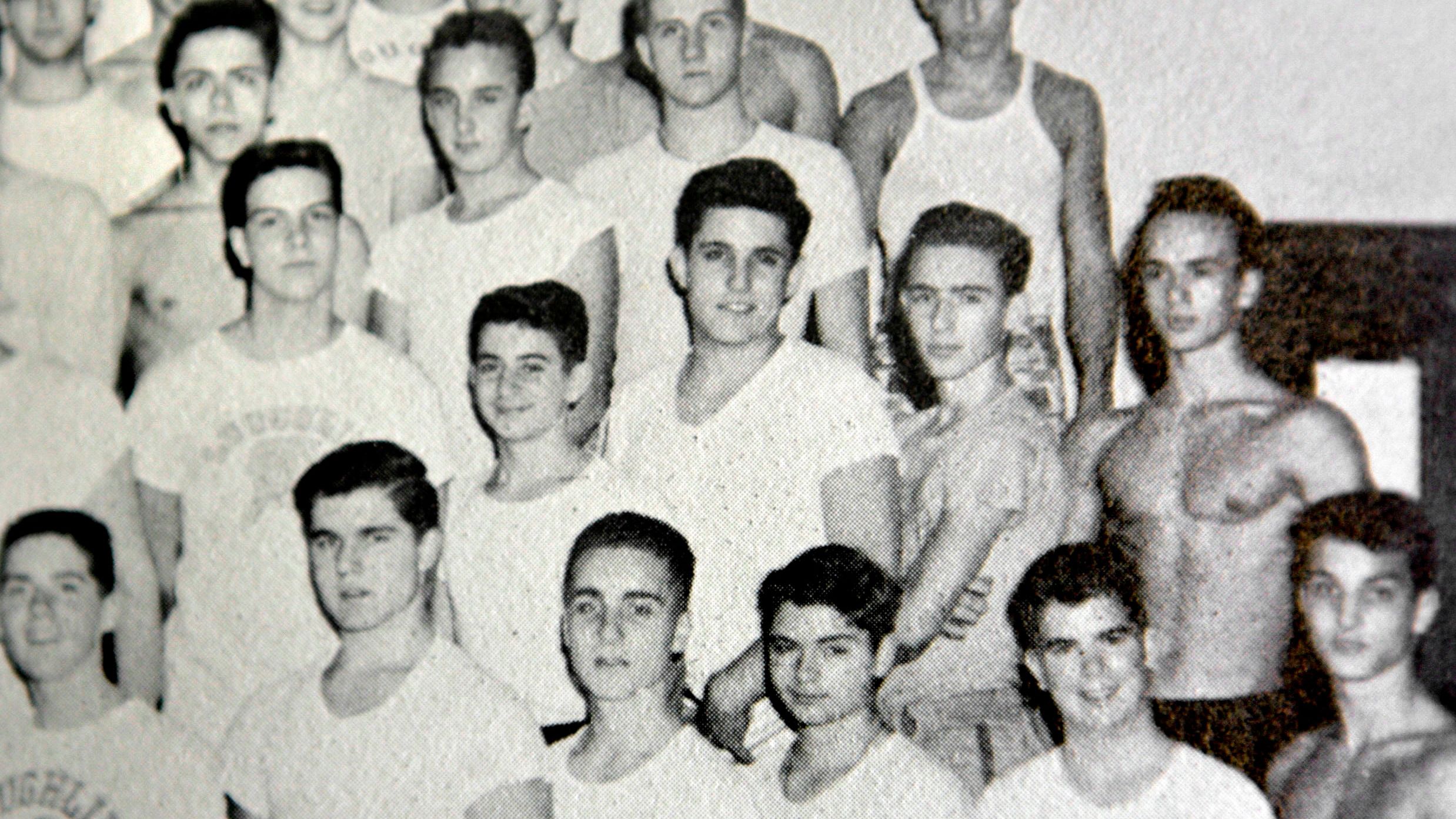 A young Giuliani is seen in the second row, third from right, in this high school yearbook photo from 1960. Giuliani is posing with other members of the weightlifting team at New York's Bishop Loughlin Memorial High School.