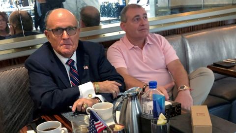 Rudy Giuliani has coffee with Ukrainian-American businessman Lev Parnas at the Trump International Hotel in September 2019.