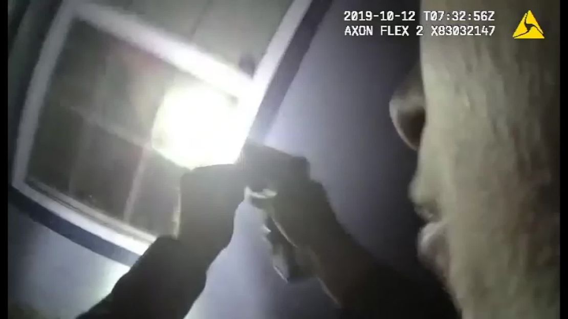 Body cam footage released by the Fort Worth Police department. This image is part of heavily edited video released by police on Saturday.