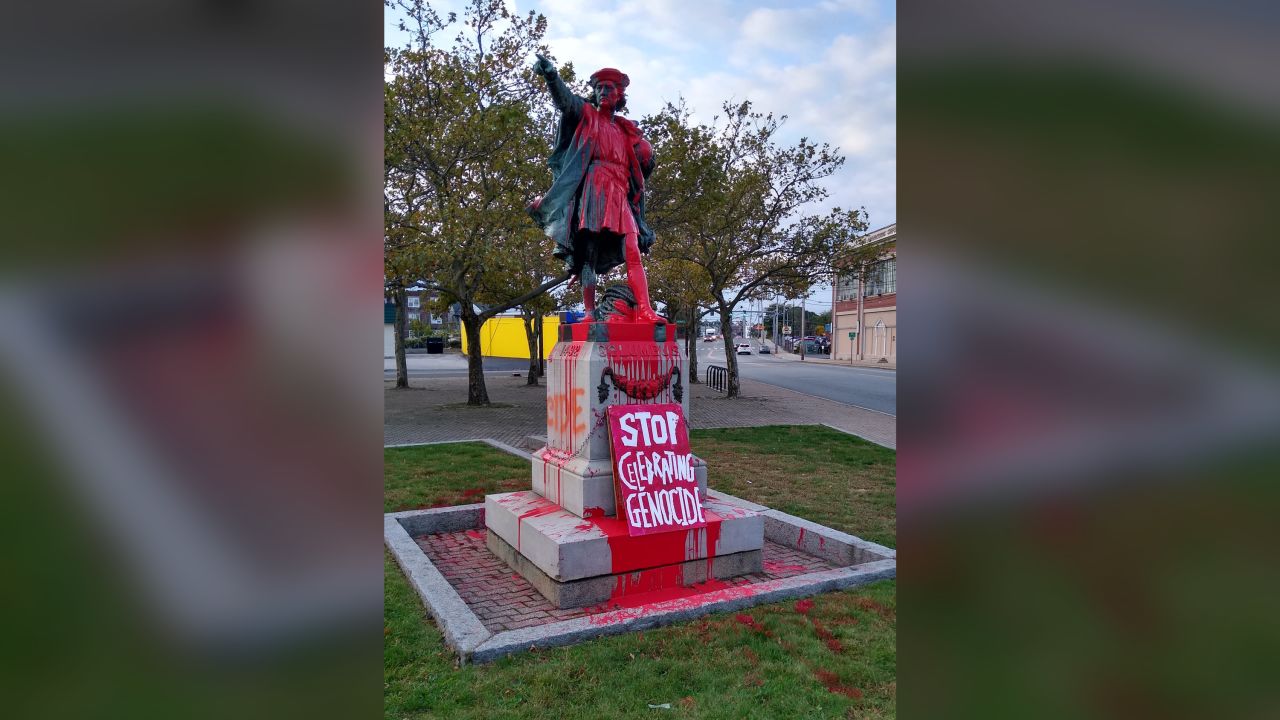A Columbus statue in Providence, Rhode Island, was vandalized.