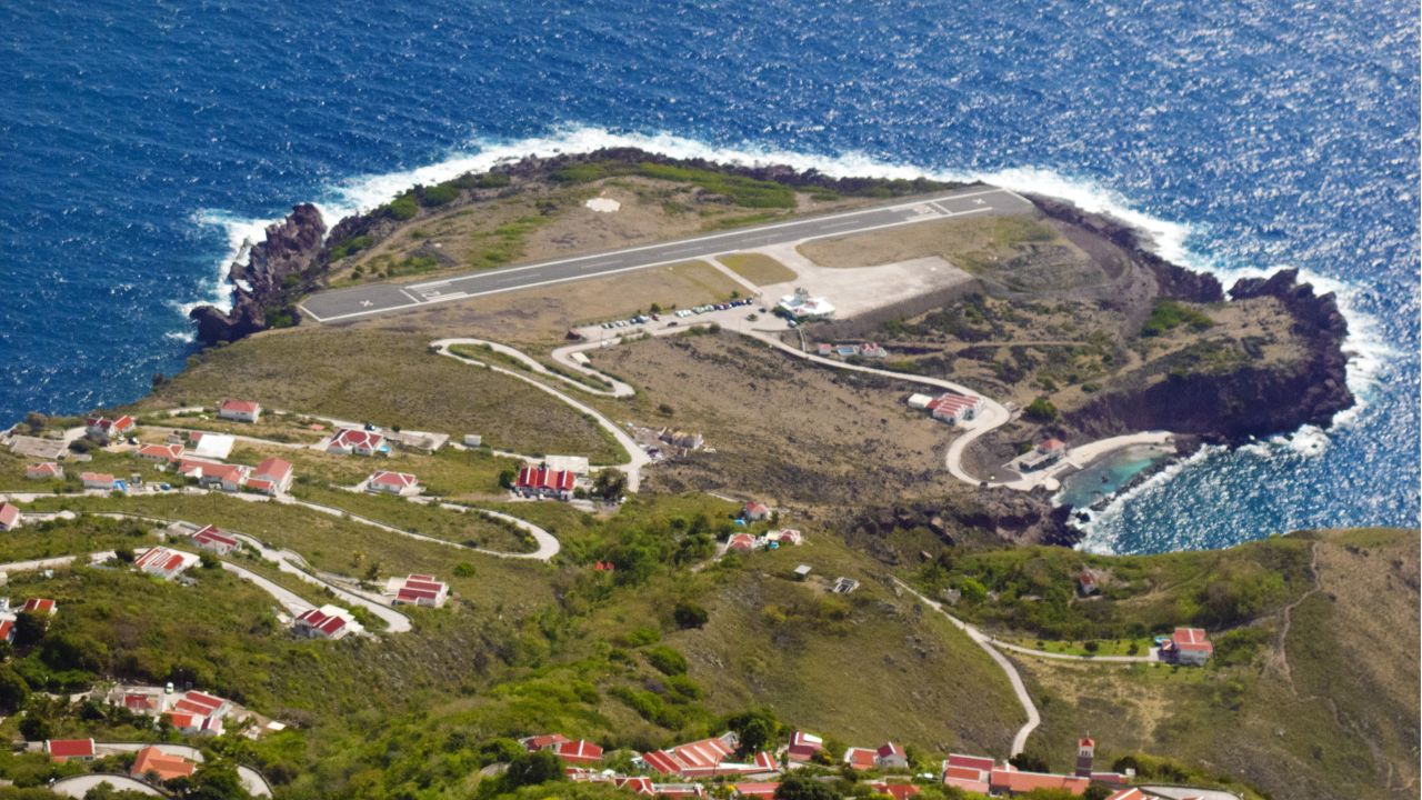 Saba's 1,300-foot runway is often classified as the world's shortest commercial runway.