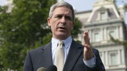 Acting Citizenship and Immigration Services Director Ken Cuccinelli answers questions by the press, some of which was about refugees from the Bahamas in front of the White House in Washington, DC on Tuesday Sept. 10, 2019. (Photo by Ken Cedeno/Sipa USA)(Sipa via AP Images)