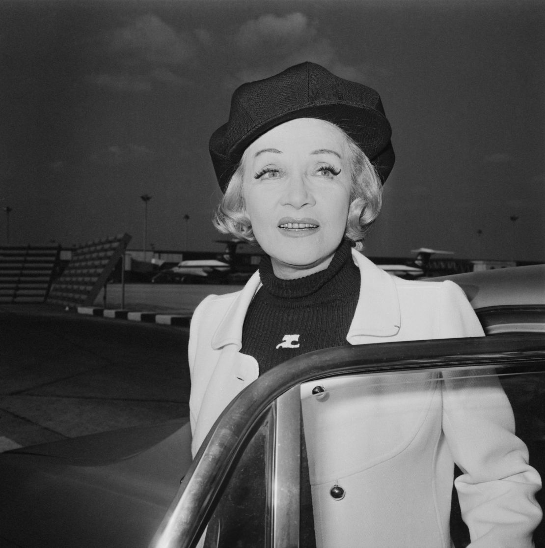 German actress Marlene Dietrich, pictured here in 1971, continued to wear black turtlenecks in later life.
