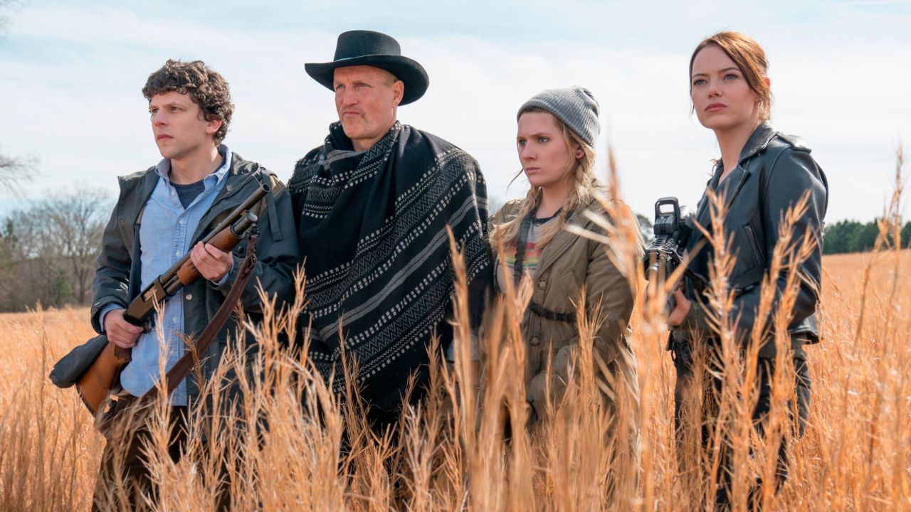Jesse Eisenberg, Woody Harrelson, Abigail Breslin and Emma Stone in 'Zombieland: Double Tap'