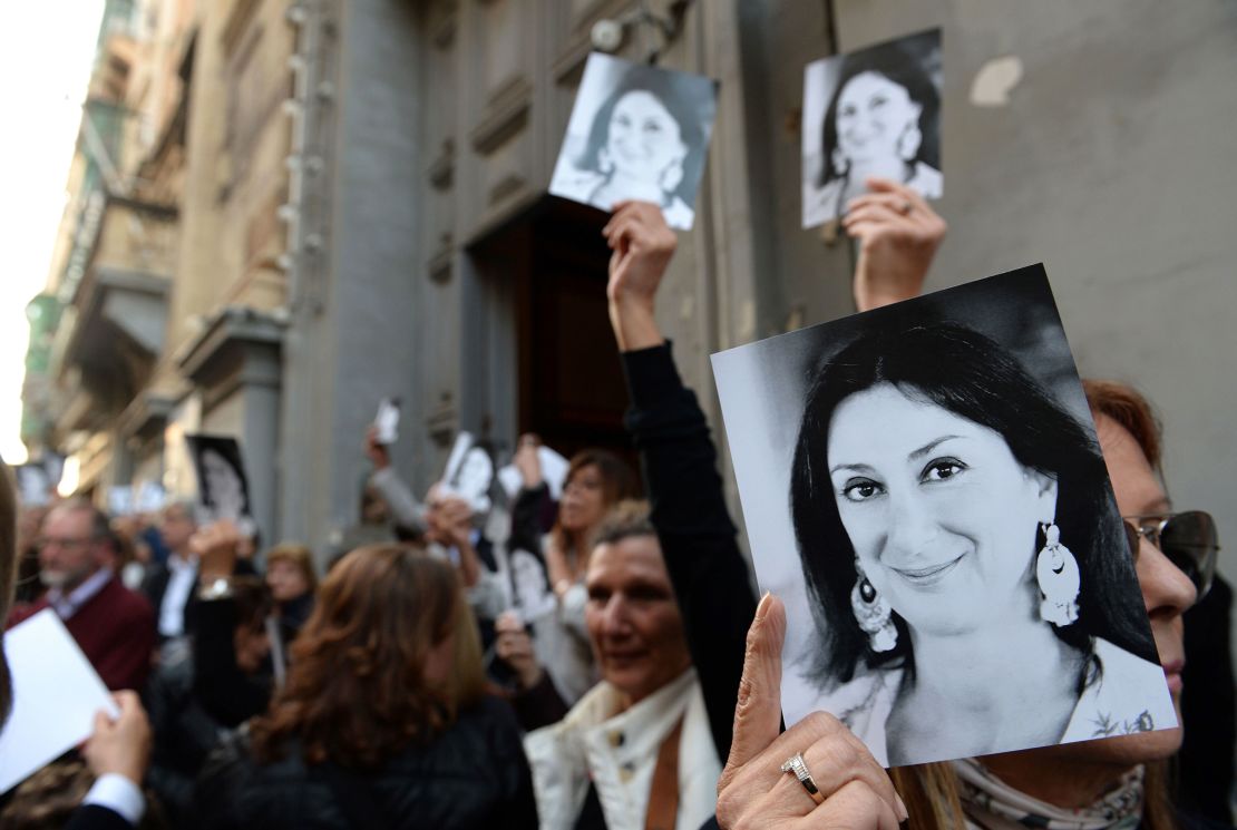 People leave church after mass is celebrated in memory of Daphne Caruana Galizia on the six-month anniversary of her death in Valletta, Malta on April 16, 2018. 