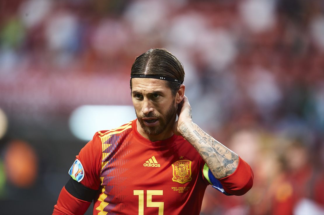 Ramos plays for Spain against  Faroe Islands.
