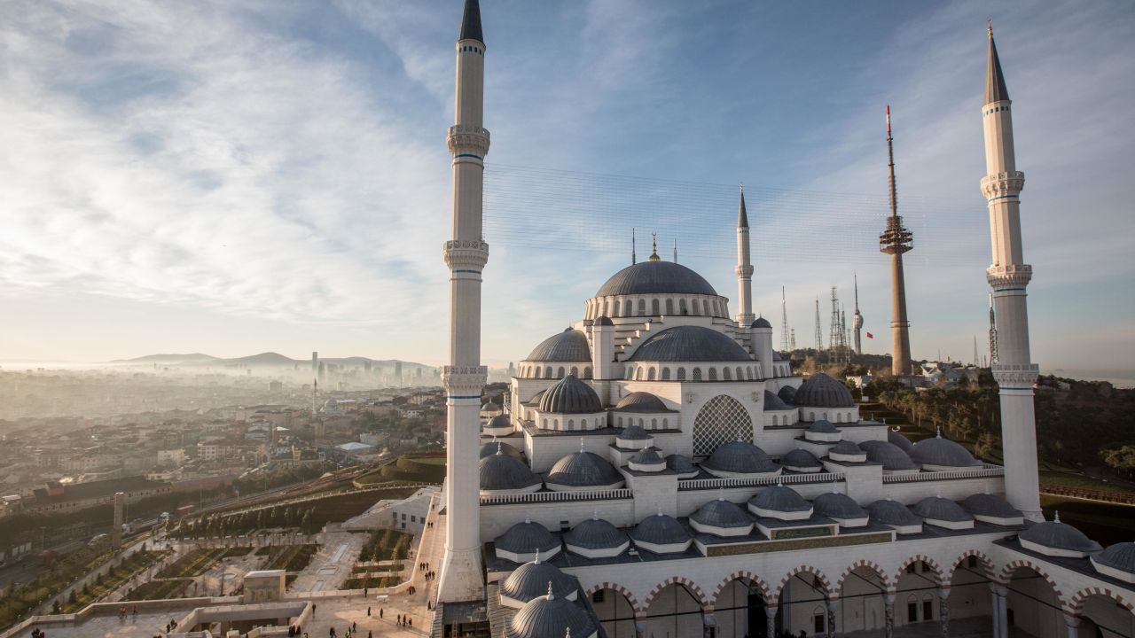 Çamlıca Mosque is now Turkey's largest mosque. It sits on Çamlıca hill with sweeping views over Istanbul. Construction on the mega project, which was championed by Turkey's president Recep Tayyip Erdogan.