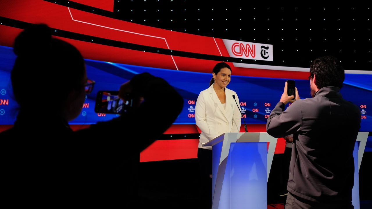 Gabbard is photographed during her walk-through before the debate.