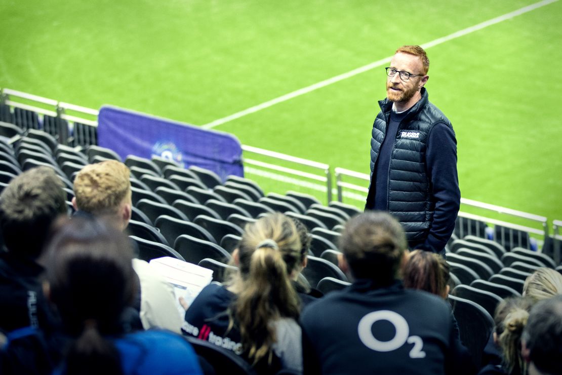 Ben Ryan gives a talk to some aspiring rugby players.