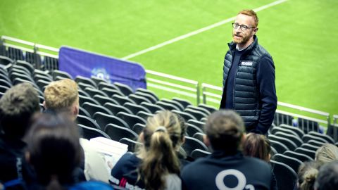 Ben Ryan gives a talk to some aspiring rugby players.