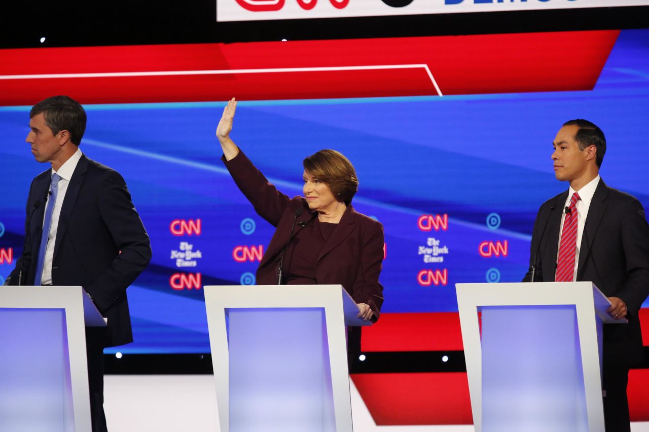 Klobuchar looks to be called on during the debate.
