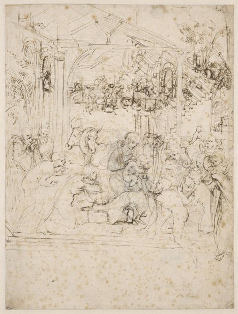 Studies for Adoration of the Magi (1480-1481), form the Louvre collection.