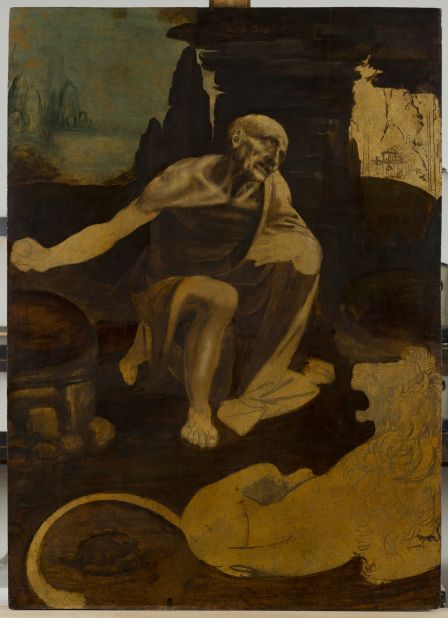Saint Jerome (1480-1490), from Musei Vaticani, the Vatican. Saint Jerome, a Christian priest who translated the Bible into Latin in the fourth century, is the subject of this unfinished painting that Leonardo likely started around the same time as another unfinished work, "Adoration of the Magi." This is also considered Leonardo's first anatomical drawing, due to the accurate rendering of the old man's muscles, neck and shoulders. Thirty years later, anatomy would become an area of intense study for the master. 