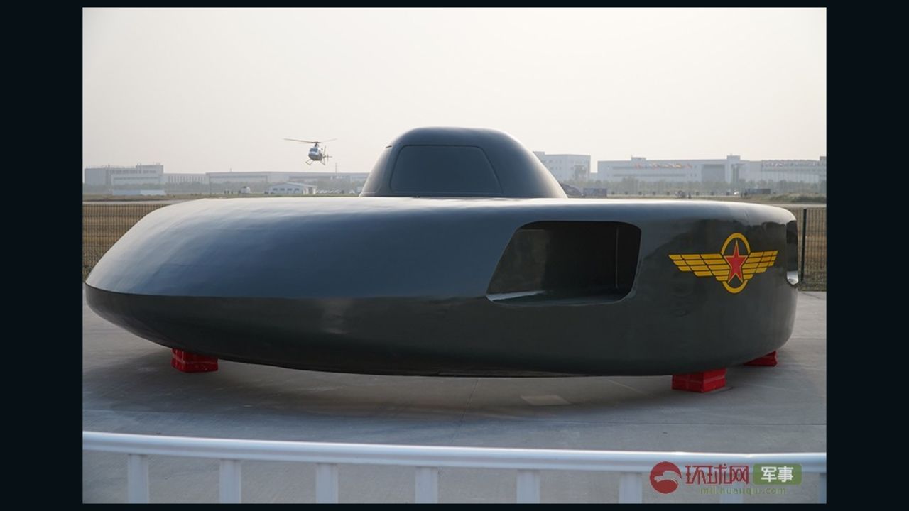 A static display at Chinese airshow of the "Super Great White Shark" stealth helicopter.