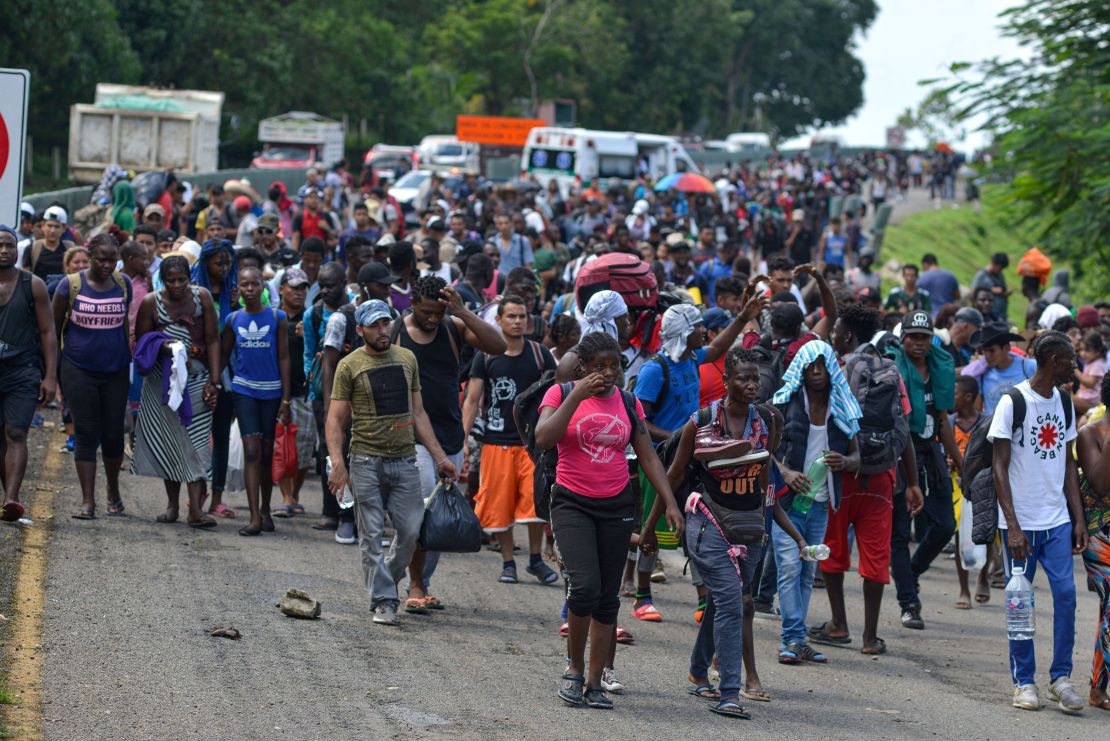 Migrants from Africa, Cuba, Haiti, and other Central American countries set out from Tapachula, Mexico, on October 12, hoping eventually to make it to the US-Mexico border. 