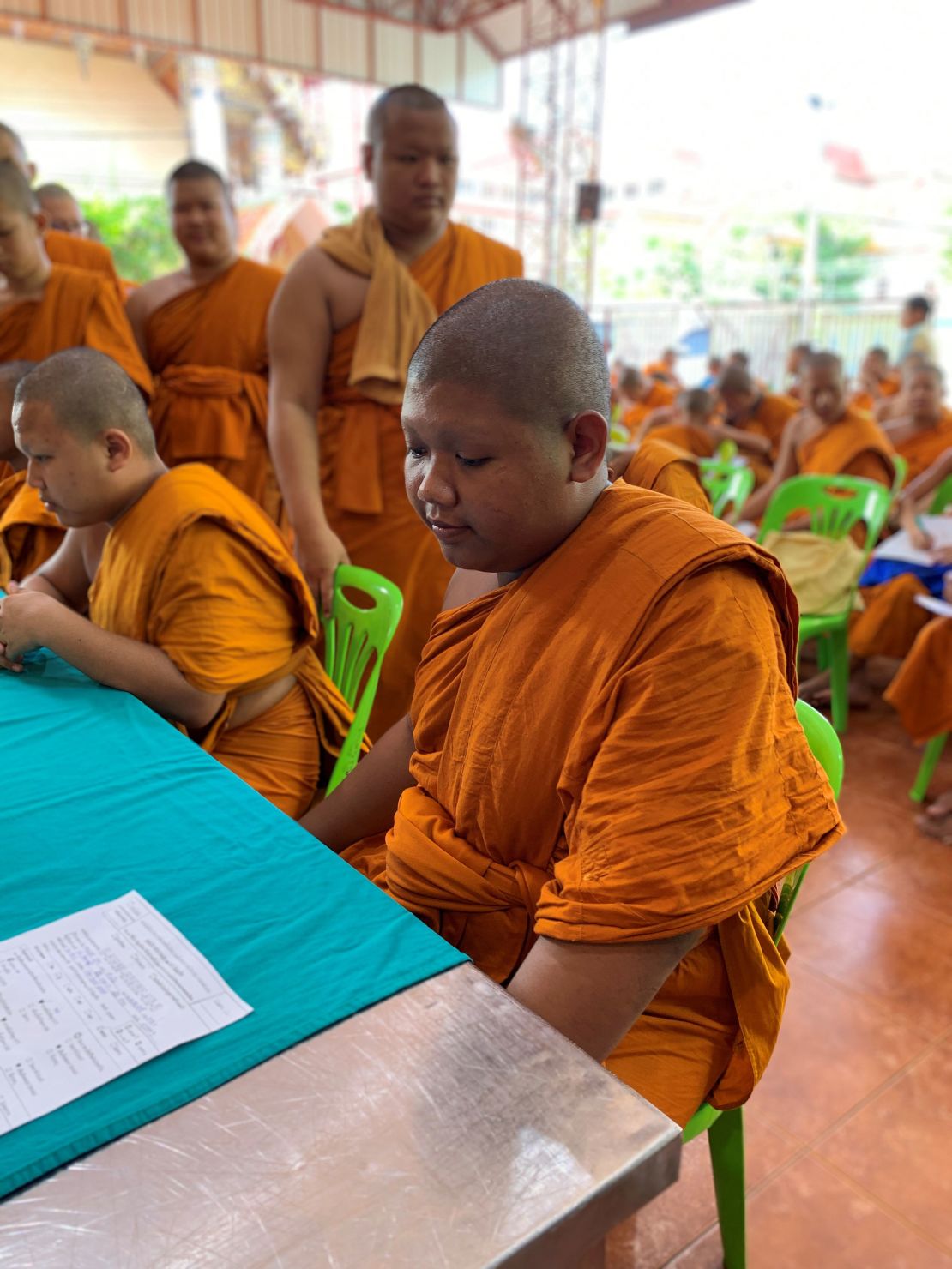 A monk at Wat Yannawa in Bangkok, Thailand. 