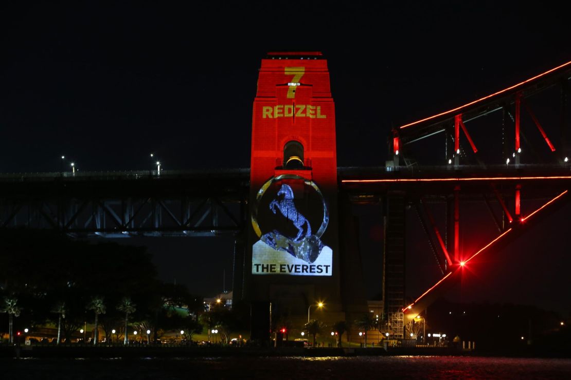 Projections of the draw are seen on the Sydney's Harbour Bridge.