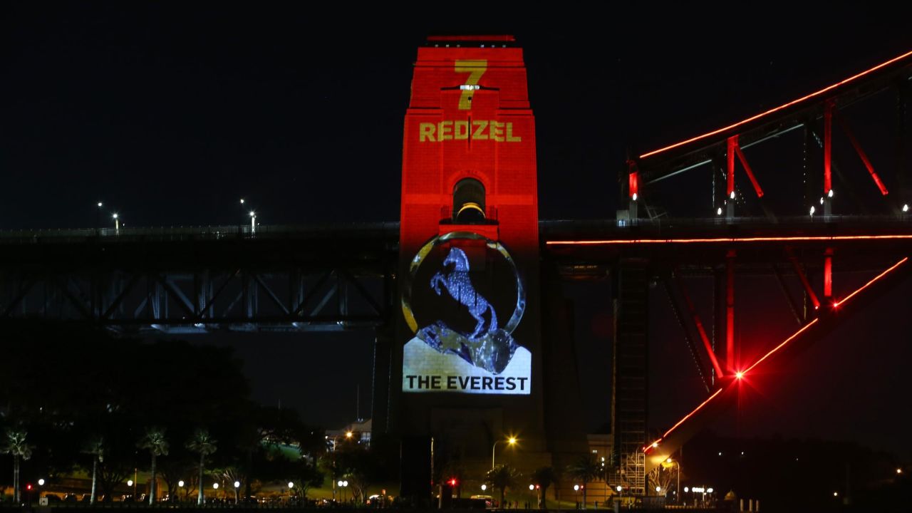 Projections of the draw are seen on the Sydney's Harbour Bridge.