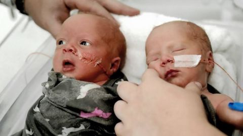 Addison and Emma Williams were delivered three minutes apart.