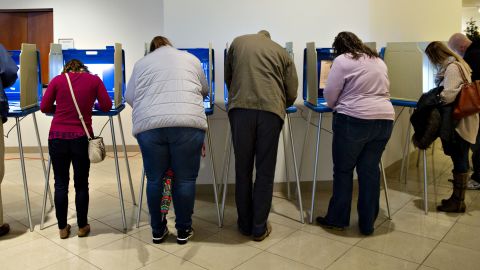 Voters cast ballots at a polling station in Wauwatosa, Wisconsin, on Tuesday, Nov. 6, 2018.