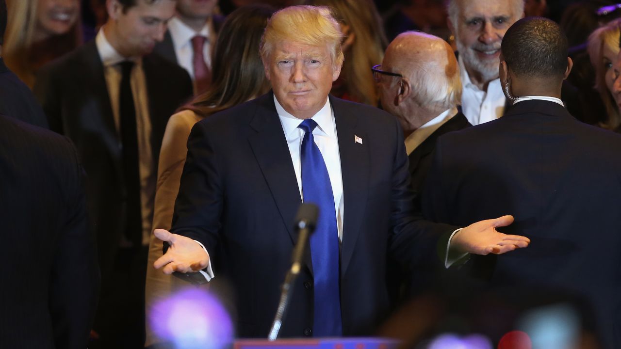 NEW YORK, NY - APRIL 19:  Republican Presidential candidate Donald Trump greets supporters after winning the New York state primary on April 19, 2016 in New York City. Trump held the press conference at Trump Tower in Manhattan.  (Photo by John Moore/Getty Images)