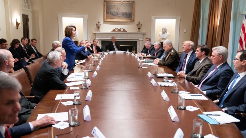 Trump tweeted this White House photo showing Nancy Pelosi pointing at him saying " Nervous Nancy's unhinged meltdown!" as an insult to the Speaker.  Pelosi later made the image her cover photo on Twitter.