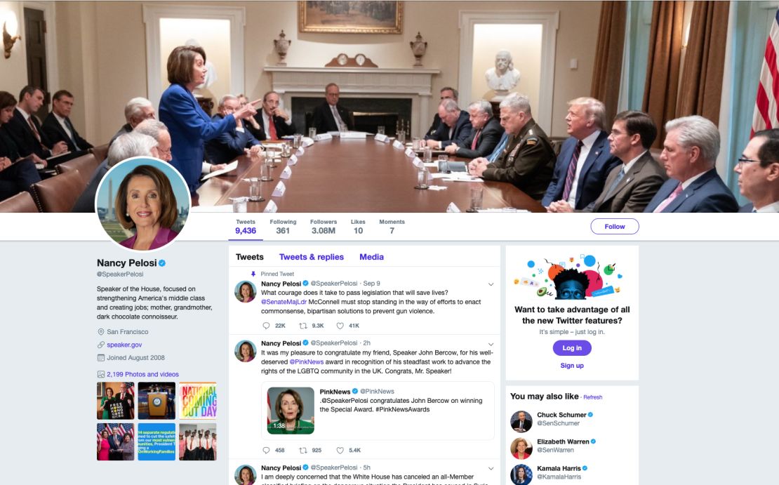 Pelosi twitter page