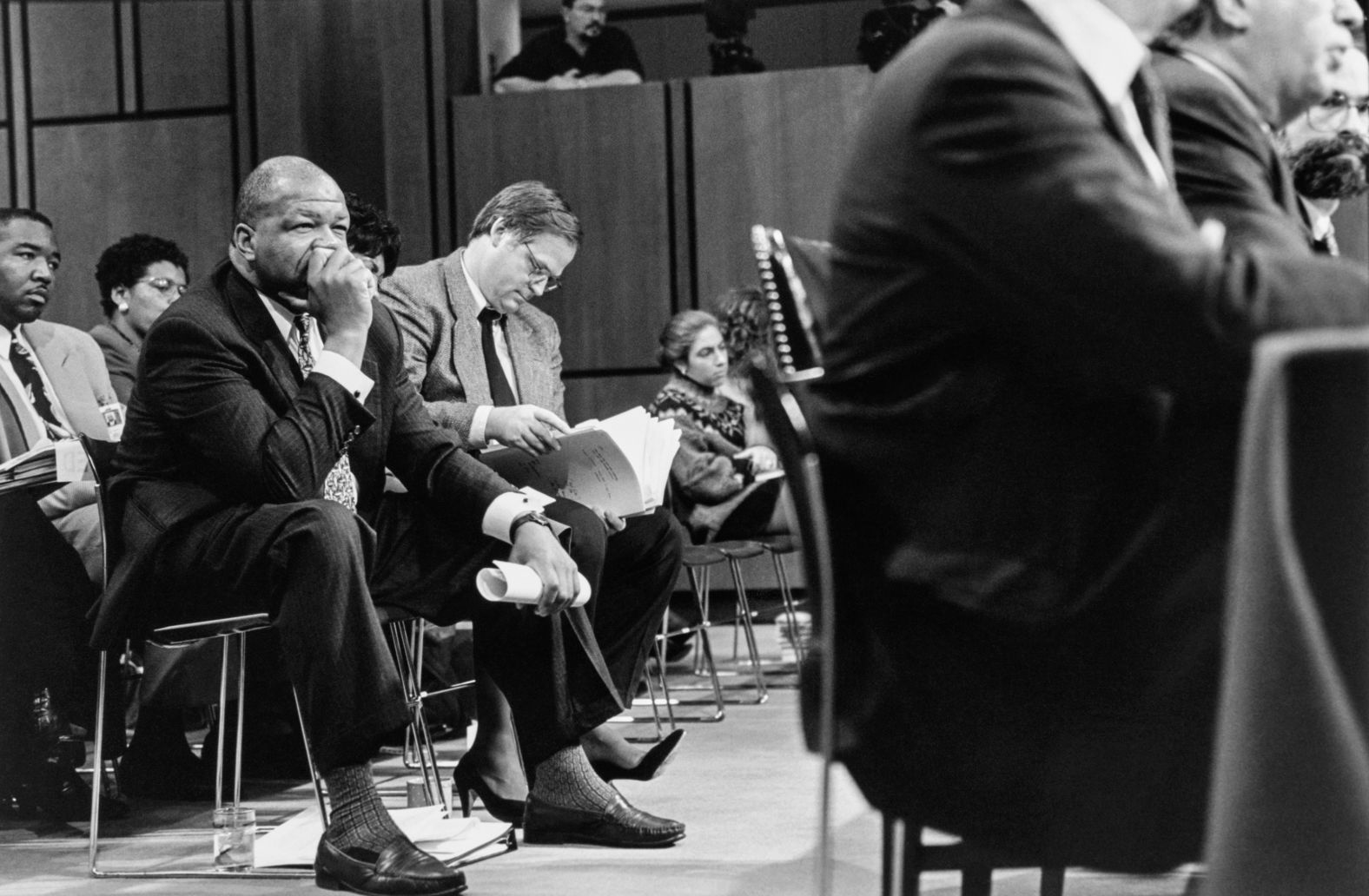 Cummings listens to testimony during a committee hearing in October 1996.