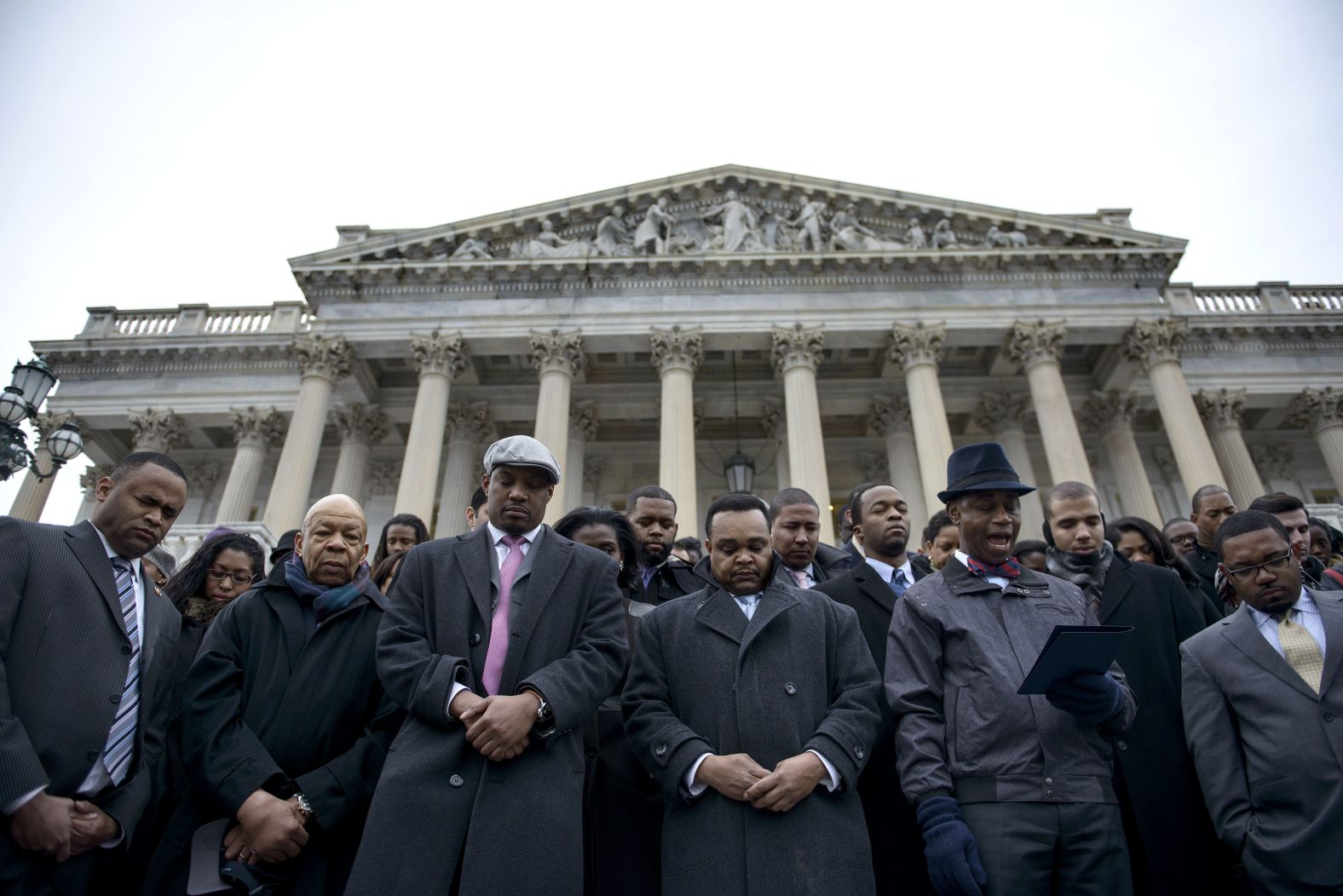 Cummings takes part in a walk-out outside the House of Representatives in December 2014. People gathered to protest the Eric Garner and Michael Brown grand jury decisions, which did not bring charges against the police officers involved in their deaths.