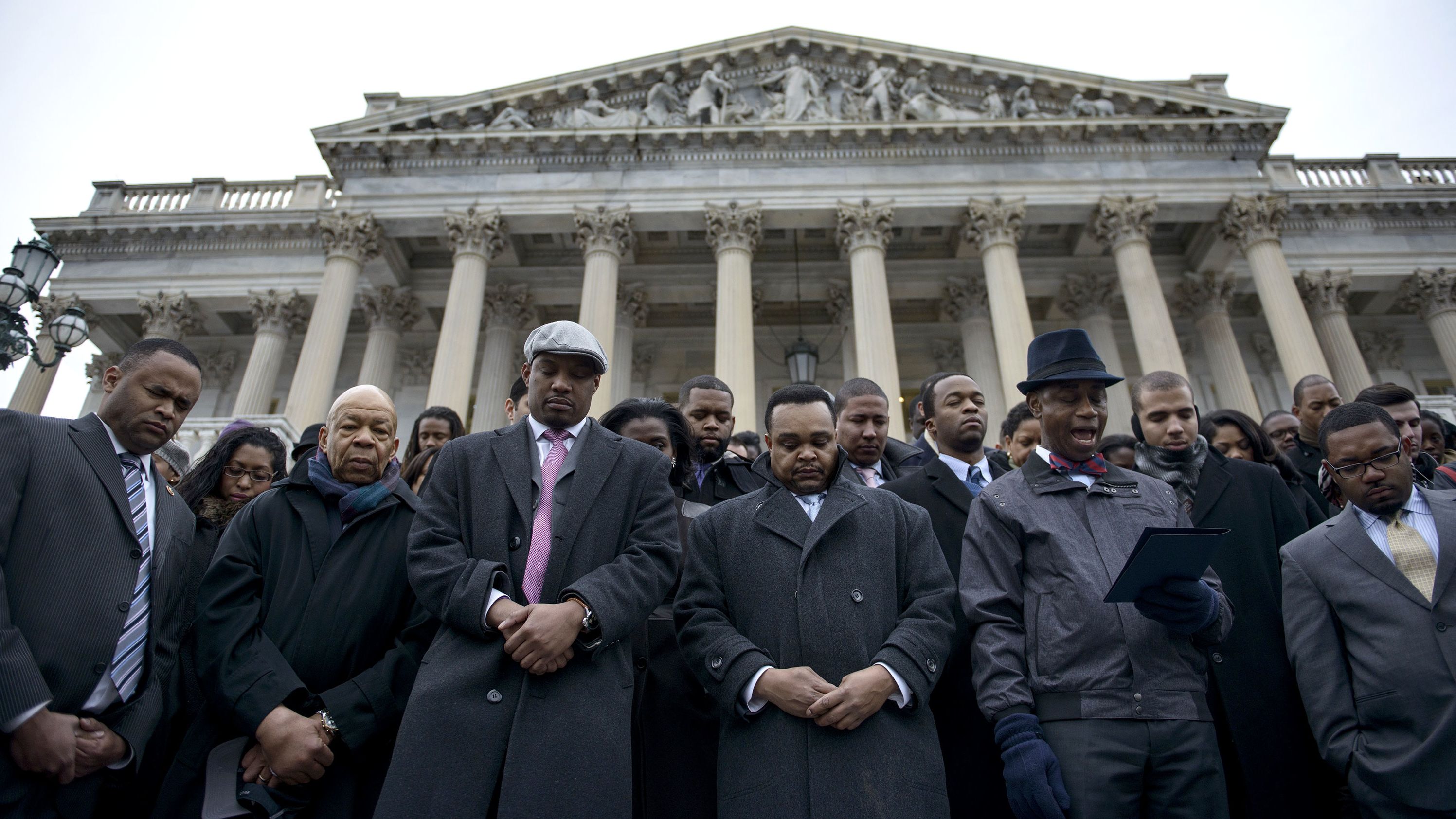 Cummings takes part in a walk-out outside the House of Representatives in December 2014. People gathered to protest the Eric Garner and Michael Brown grand jury decisions, which did not bring charges against the police officers involved in their deaths.