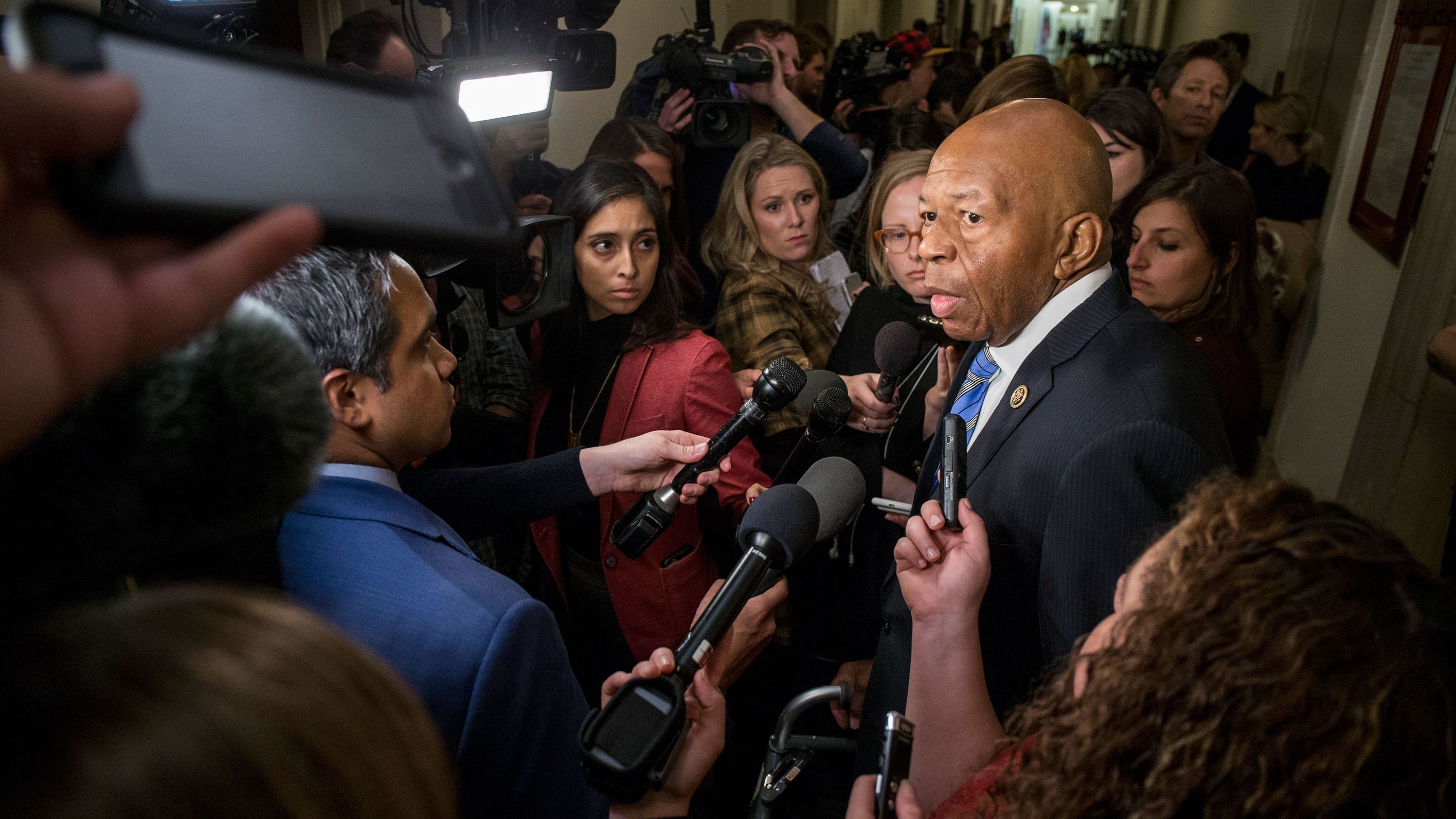 Cummings speaks to reporters during a Democratic Caucus meeting in November 2018.