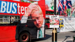 On the day that Britain's new Conservative Party Prime Minister, Boris Johnson enters Downing Street to begin his government administration, replacing Theresa May after her failed Brexit negotiations with the European Union in Brussels, a bus tours parliament Square with a hashtag about Johnson's reputation of aneconomy with the truth, on 24th July 2019, in Westminster, London, England. (Photo by Richard Baker / In Pictures via Getty Images Images)