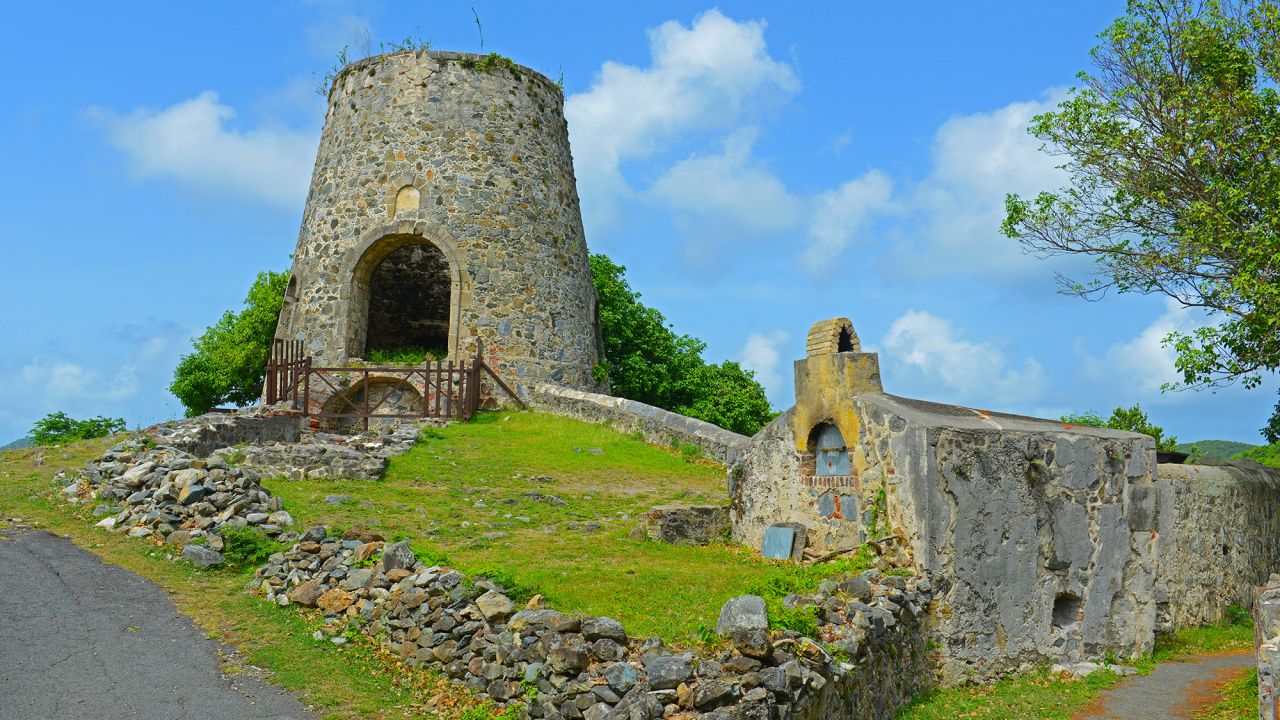 <strong>Historic ruins: </strong>A windmill ruin from the Annaberg sugar plantation is also part of the park.