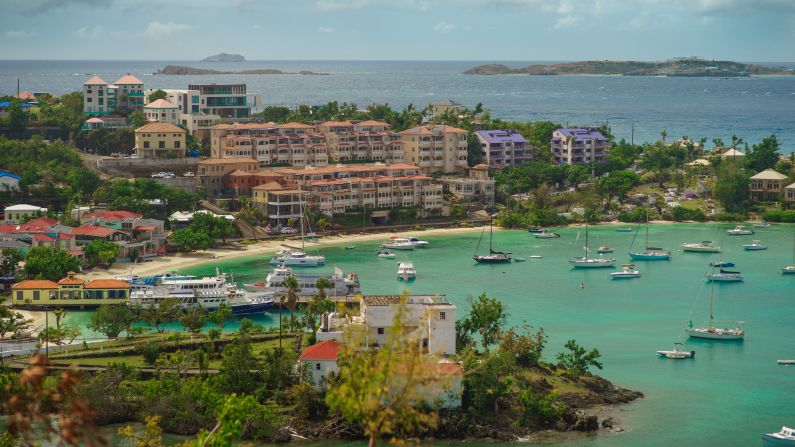 <strong>Cruz Bay: </strong>Cruise ships dock in Cruz Bay, and cheerful, open-air bars and restaurants line the narrow streets.