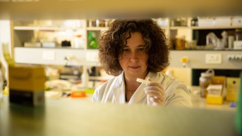 Marine biologist Sara Andreotti in the lab.