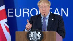 BRUSSELS, BELGIUM - OCTOBER 17: UK Prime Minister Boris Johnson speaks to the media at the end of the first day of a two-day summit of European Union leaders on October 17, 2019 in Brussels, Belgium. EU and British negotiators come to an agreement earlier today on the United Kingdom's departure from the EU.  (Photo by Sean Gallup/Getty Images)